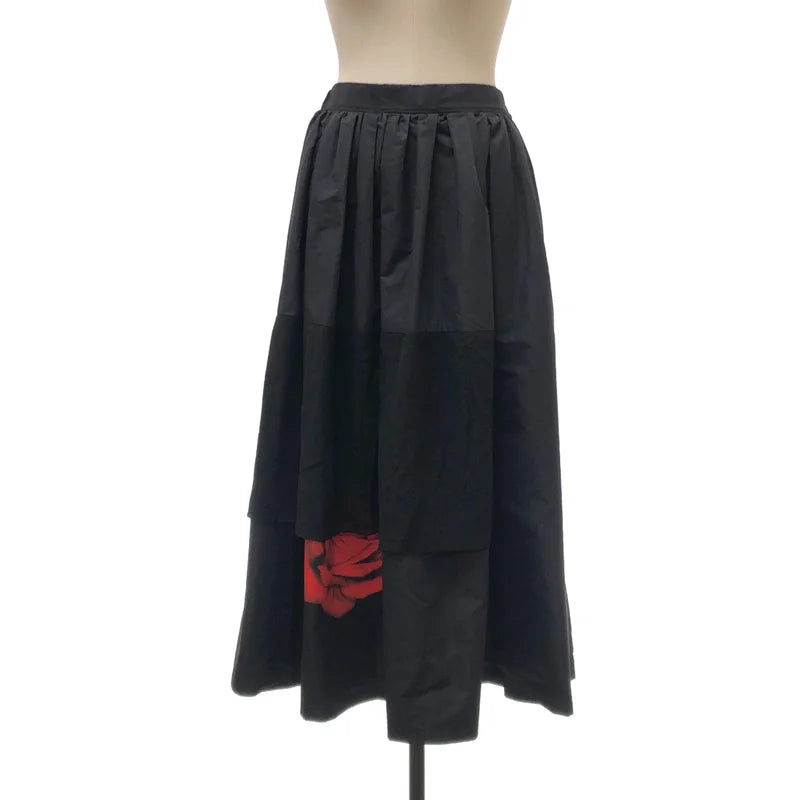 SUNAOKUWAHARA / スナオクワハラ | フラワープリント アシンメトリー シアー切替 スカート | 2 | レディース