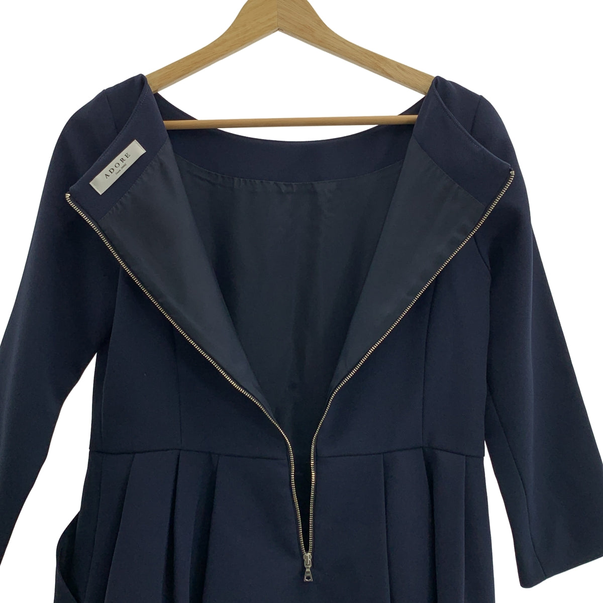 ADORE / アドーア | ポリエステル タックスカート ワンピース | 36 | ネイビー | レディース