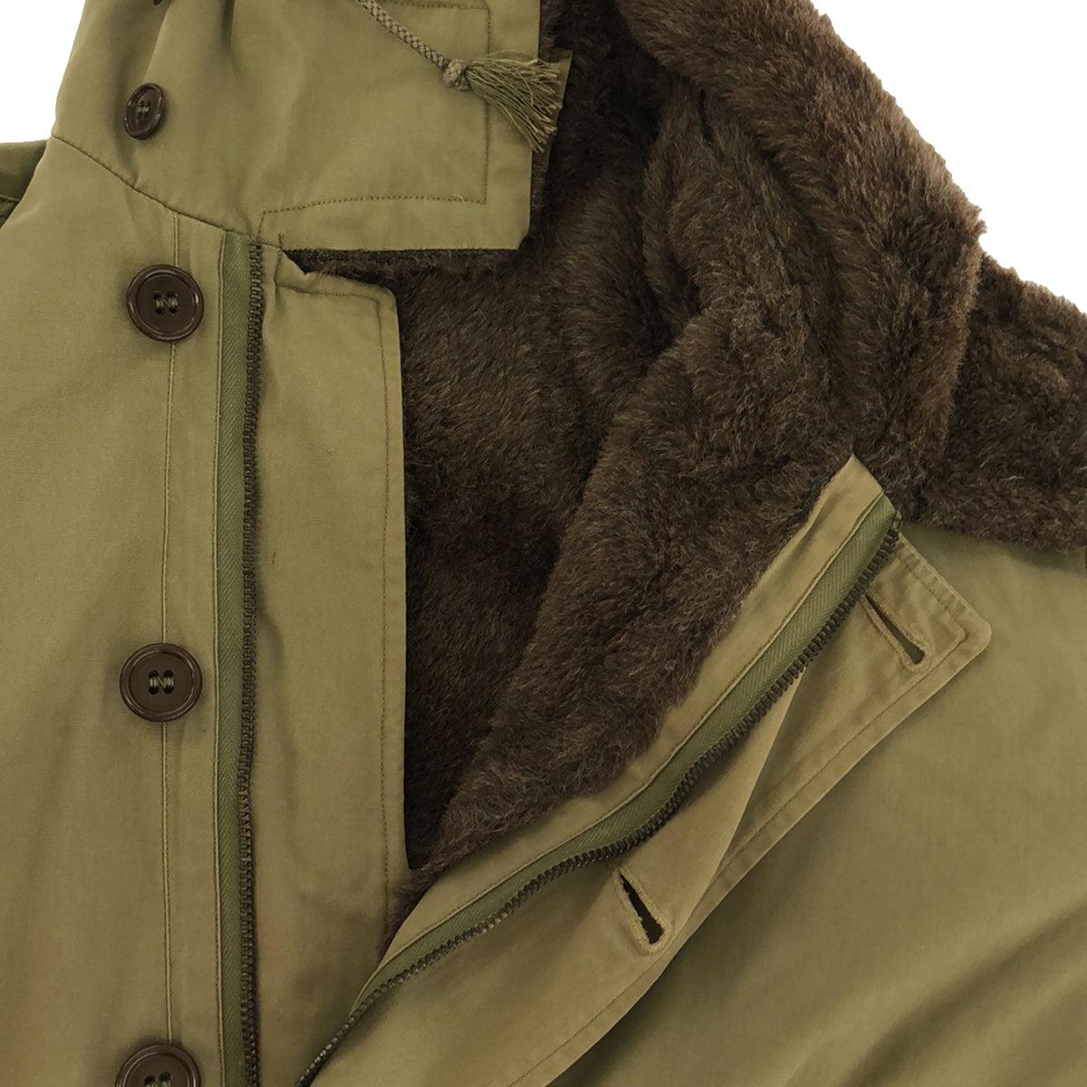 復古 / 復古服裝 |估計 1940 年代~USARMY M-41 美軍 / L 形 TALON ZIP 絨毛內襯軍用大衣 |卡其色 |男士