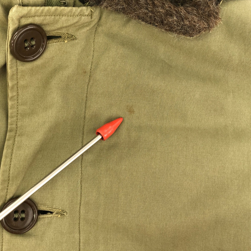 復古 / 復古服裝 |估計 1940 年代~USARMY M-41 美軍 / L 形 TALON ZIP 絨毛內襯軍用大衣 |卡其色 |男士