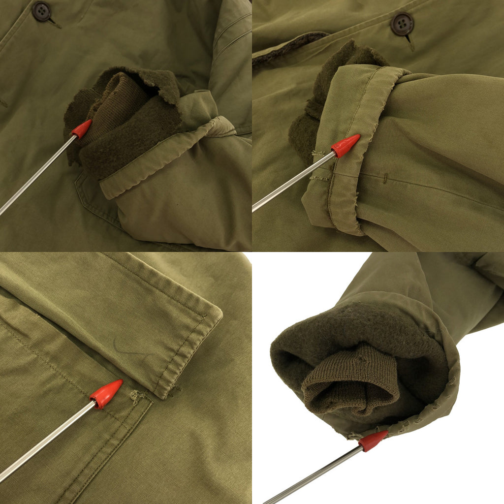 復古 / 復古服裝 |估計 1940 年代~USARMY M-41 美軍 / L 形 TALON ZIP 絨毛內襯軍用大衣 |卡其色 |男士