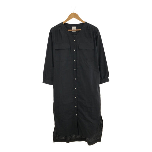 [Good Condition] lelill / Lelill | 2020SS | Linen Blend Belted Shirt Dress | 38 | Black | Women's