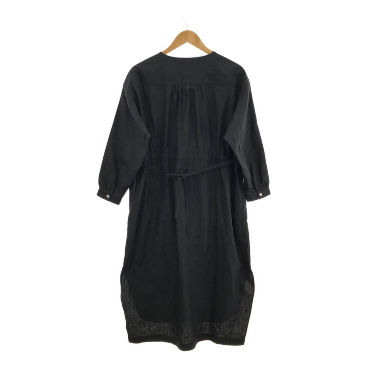 [Good Condition] lelill / Lelill | 2020SS | Linen Blend Belted Shirt Dress | 38 | Black | Women's