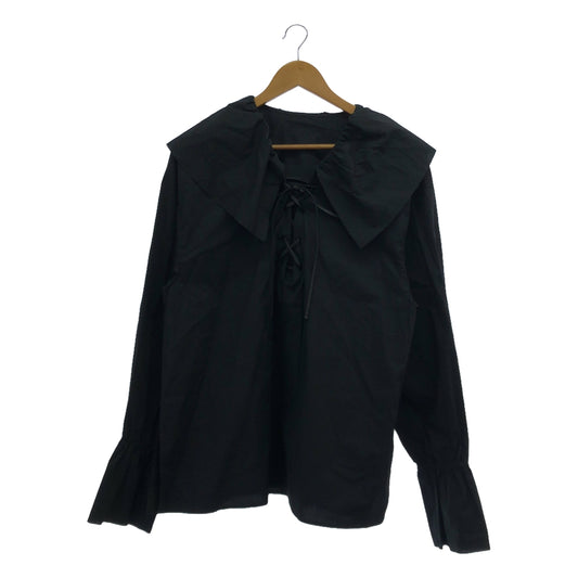 CITYSHOP / シティショップ | 2023SS | LACE-UP SMOCK レースアップスモック ブラウス | F | ブラック | レディース