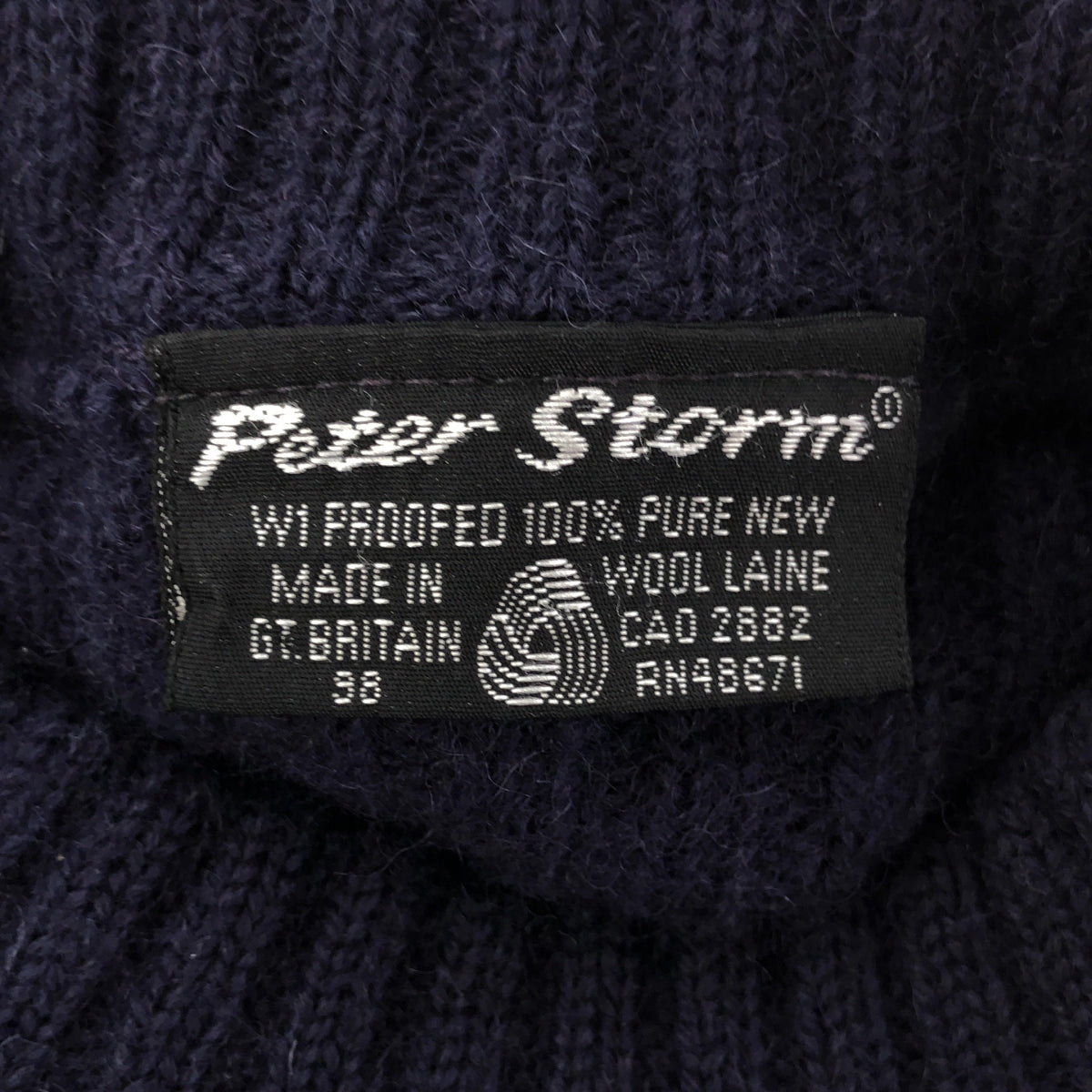 VINTAGE / ヴィンテージ古着 | 80s～ Peter Storm 英国製 ウール エルボーパッチ クルーネックニット | M | ネイビー | メンズ