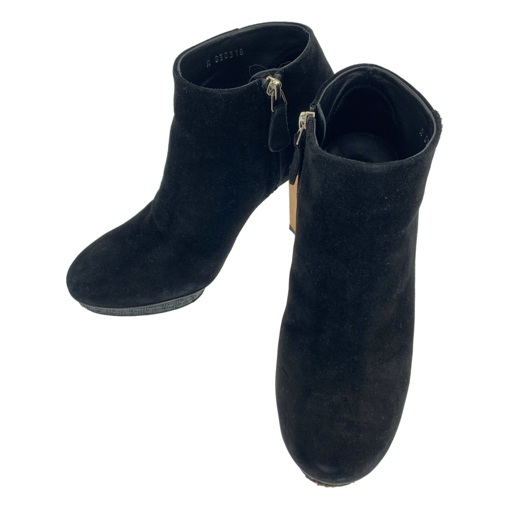 香奈兒 | 麂皮 Coco 標誌側拉鍊高跟短靴 | 尺寸 35C |