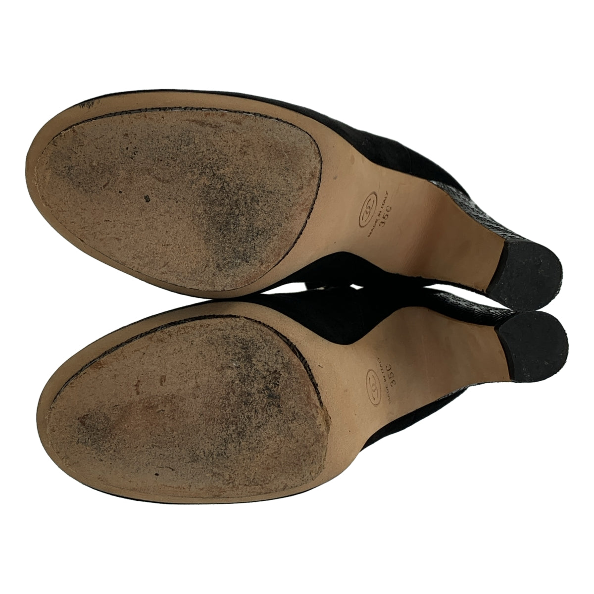 香奈兒 | 麂皮 Coco 標誌側拉鍊高跟短靴 | 尺寸 35C |