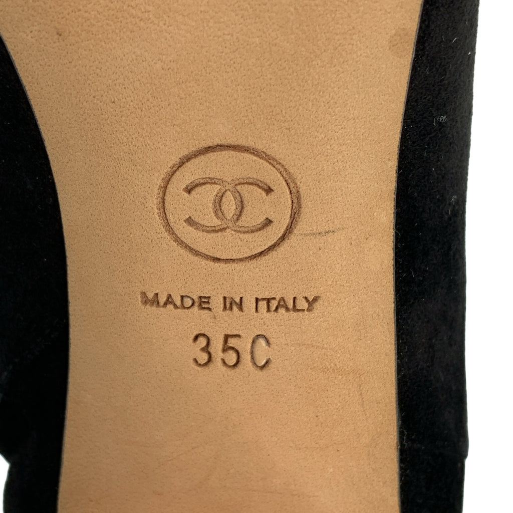 香奈兒 | 麂皮 Coco 標誌側拉鍊高跟短靴 | 尺寸 35C |