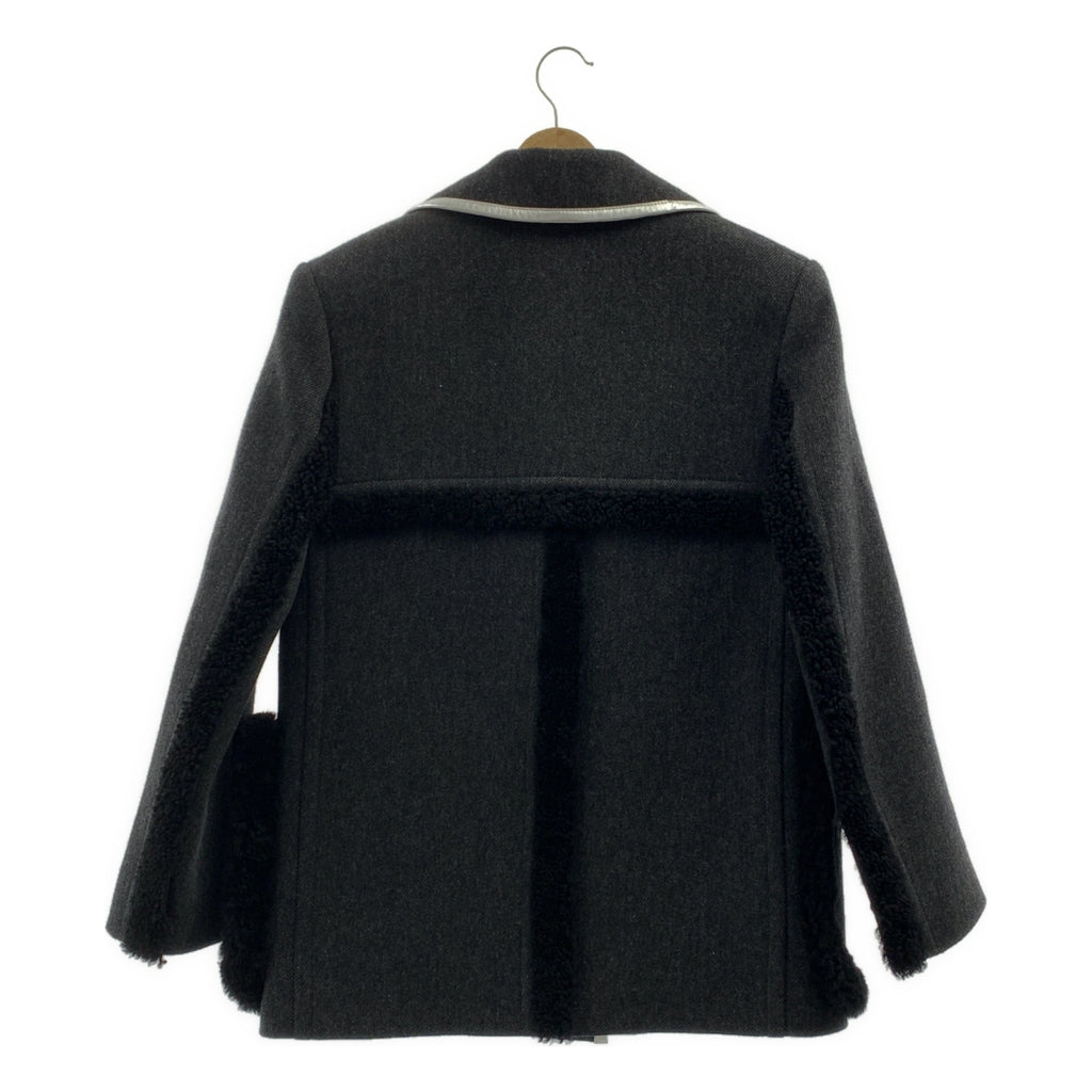 PRADA / 프라다 | 2014AW | 울 파이핑 가죽 전환 보어 테일러드 재킷 | 38 | 여성