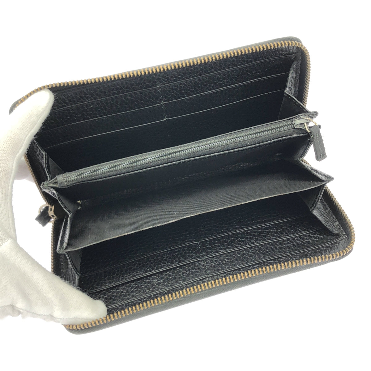 GUCCI / グッチ | UFO & ドラゴン / レザー ラウンドファスナー ロングウォレット | ブラック | メンズ