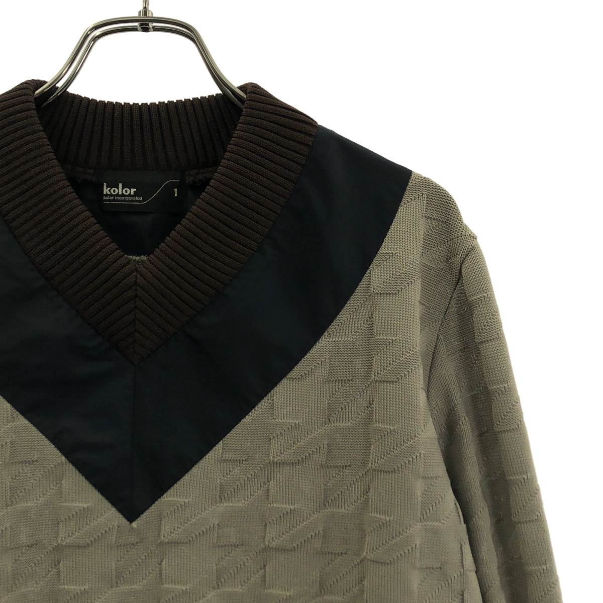 kolor / カラー | リンクス柄 異素材切替 Vネックニット | 1 | メンズ