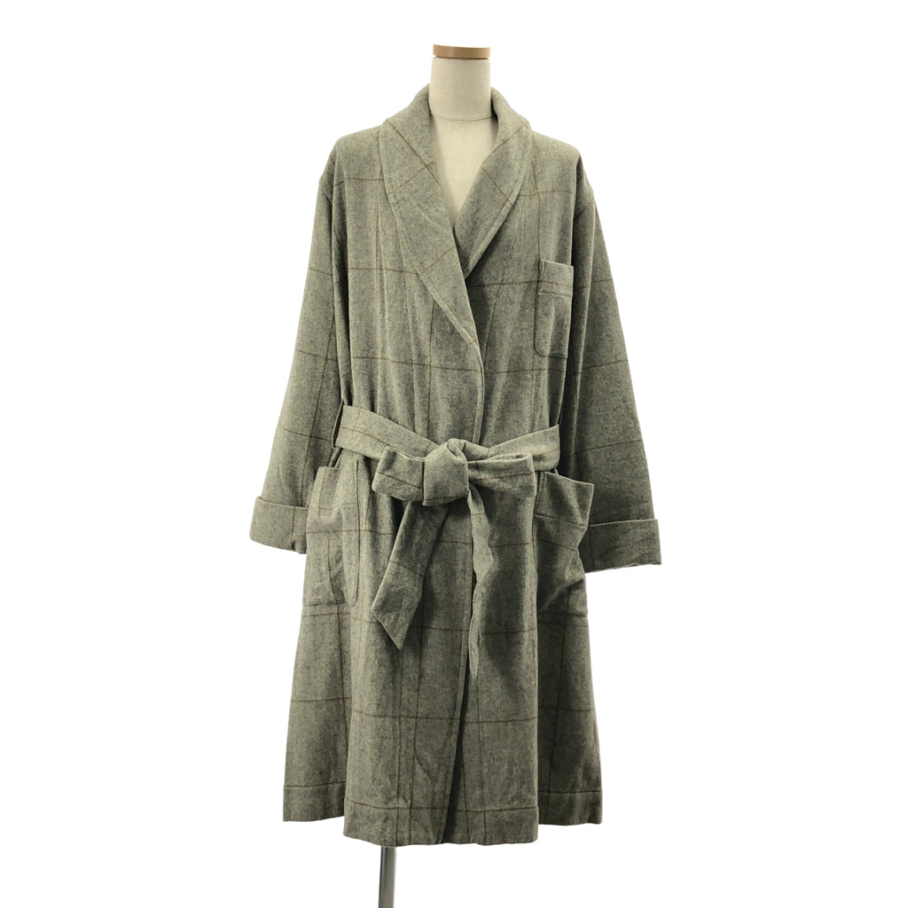 MARGARET HOWELL / 마가렛 하웰 | 울 체크 숄 컬러 가운 코트 | F | 그레이 | 여성