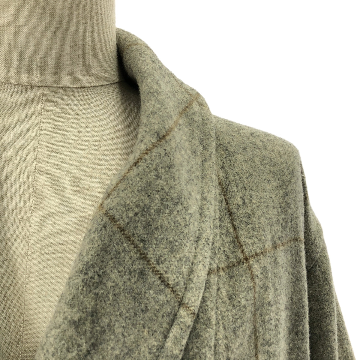 MARGARET HOWELL / マーガレットハウエル | ウール チェック ショールカラー ガウンコート | F | グレー | レディース