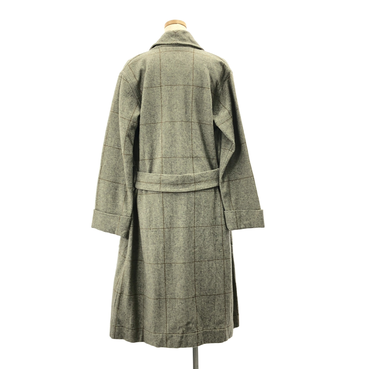 MARGARET HOWELL / マーガレットハウエル | ウール チェック ショールカラー ガウンコート | F | グレー | レディース