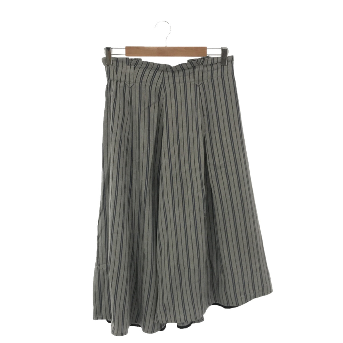 [Good Condition] MORABITO | Rayon Striped Flared Skirt | Size 38 | Grey | Women's