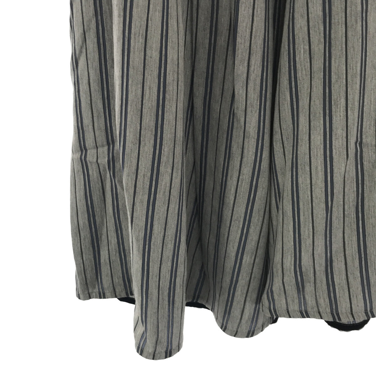 [Good Condition] MORABITO | Rayon Striped Flared Skirt | Size 38 | Grey | Women's