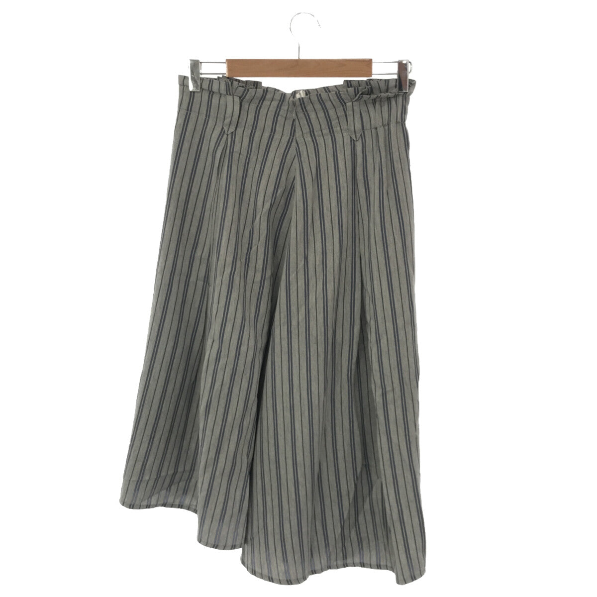 [Good Condition] MORABITO | Rayon Striped Flared Skirt | Size 38 | Grey | Women's