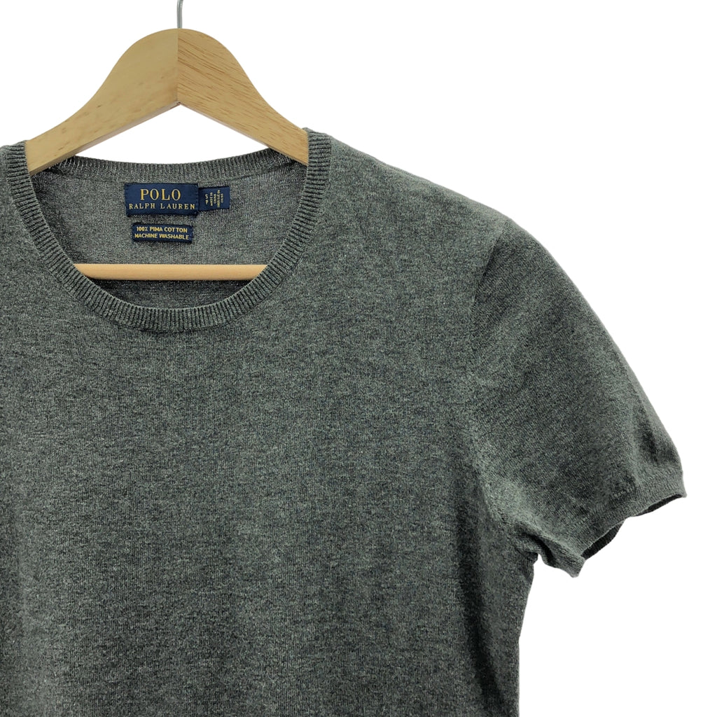 POLO RALPH LAUREN | 棉質標誌刺繡短袖針織衫 | S 碼 | 灰色 | 女款