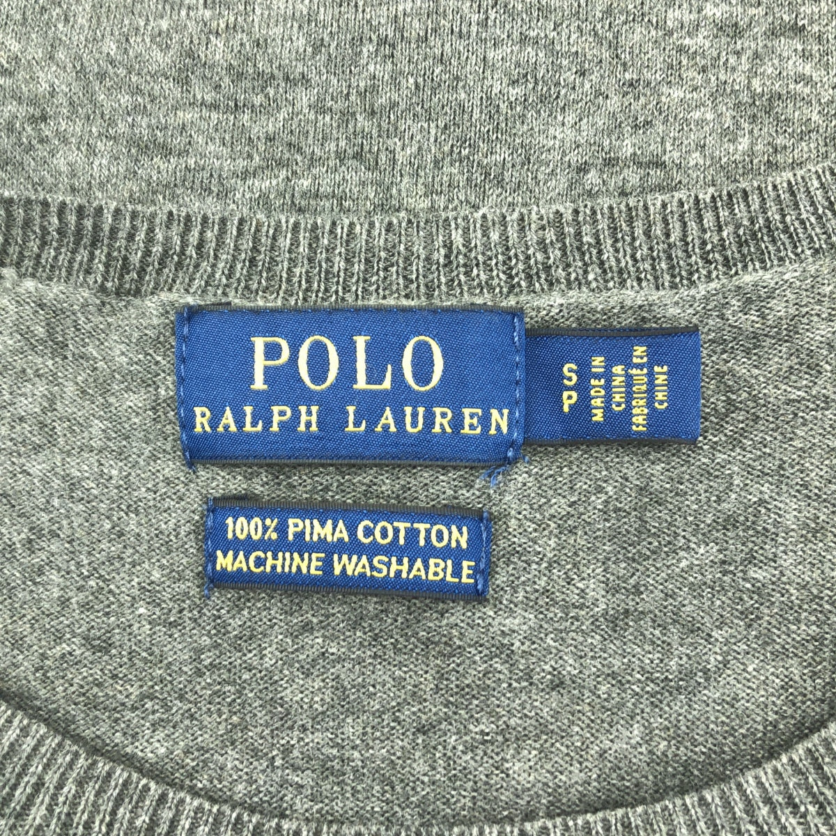 POLO RALPH LAUREN / ポロラルフローレン | コットン ロゴ刺しゅう 半袖 ニット | S | グレー | レディース