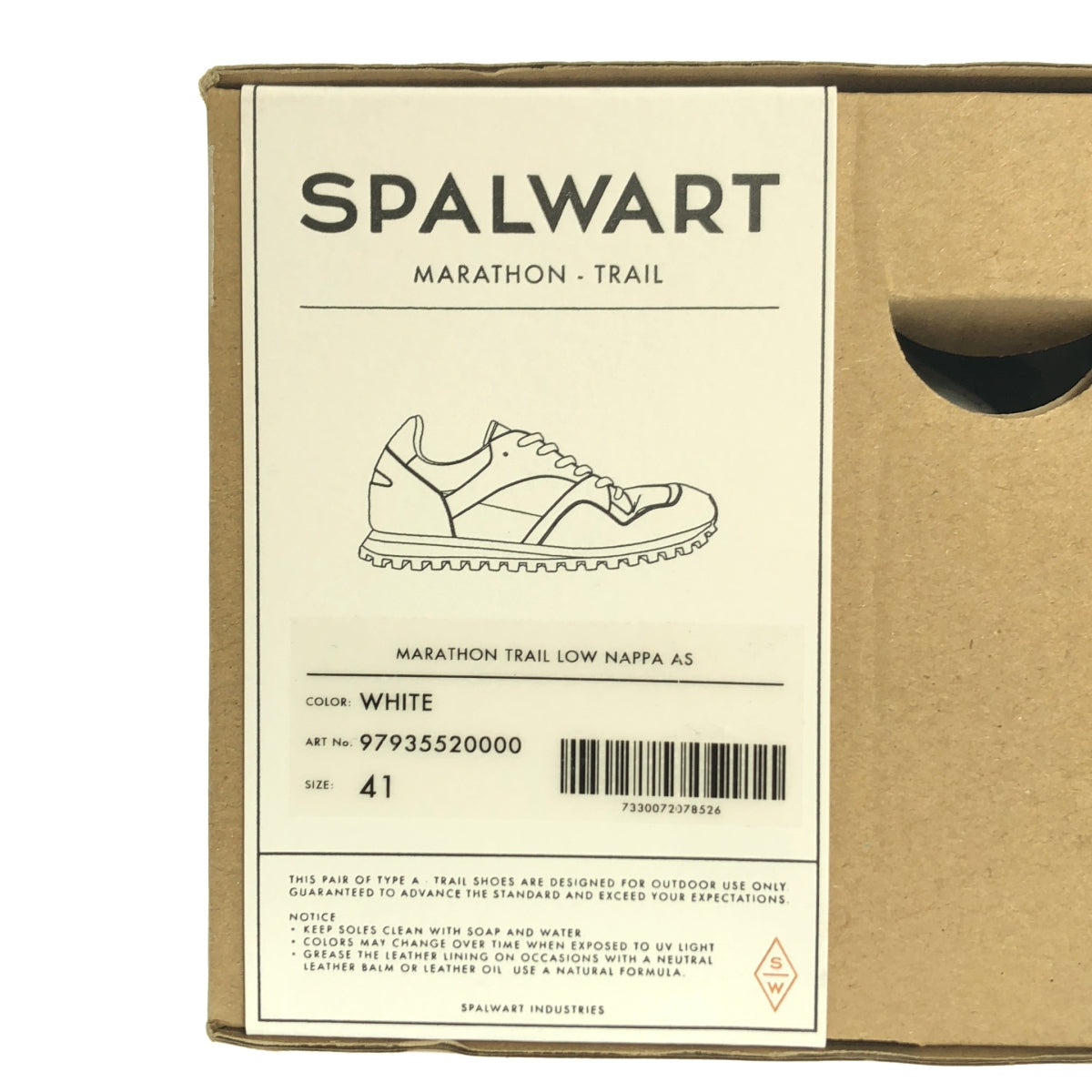 SPALWART / 스파르워트 | × ARTS&amp;SCIENCE 아츠 앤 사이언스 별주 Marathon Trail Low Nappa 마라톤 트레일 레더 스니커 | 41 | 화이트 | 맨즈