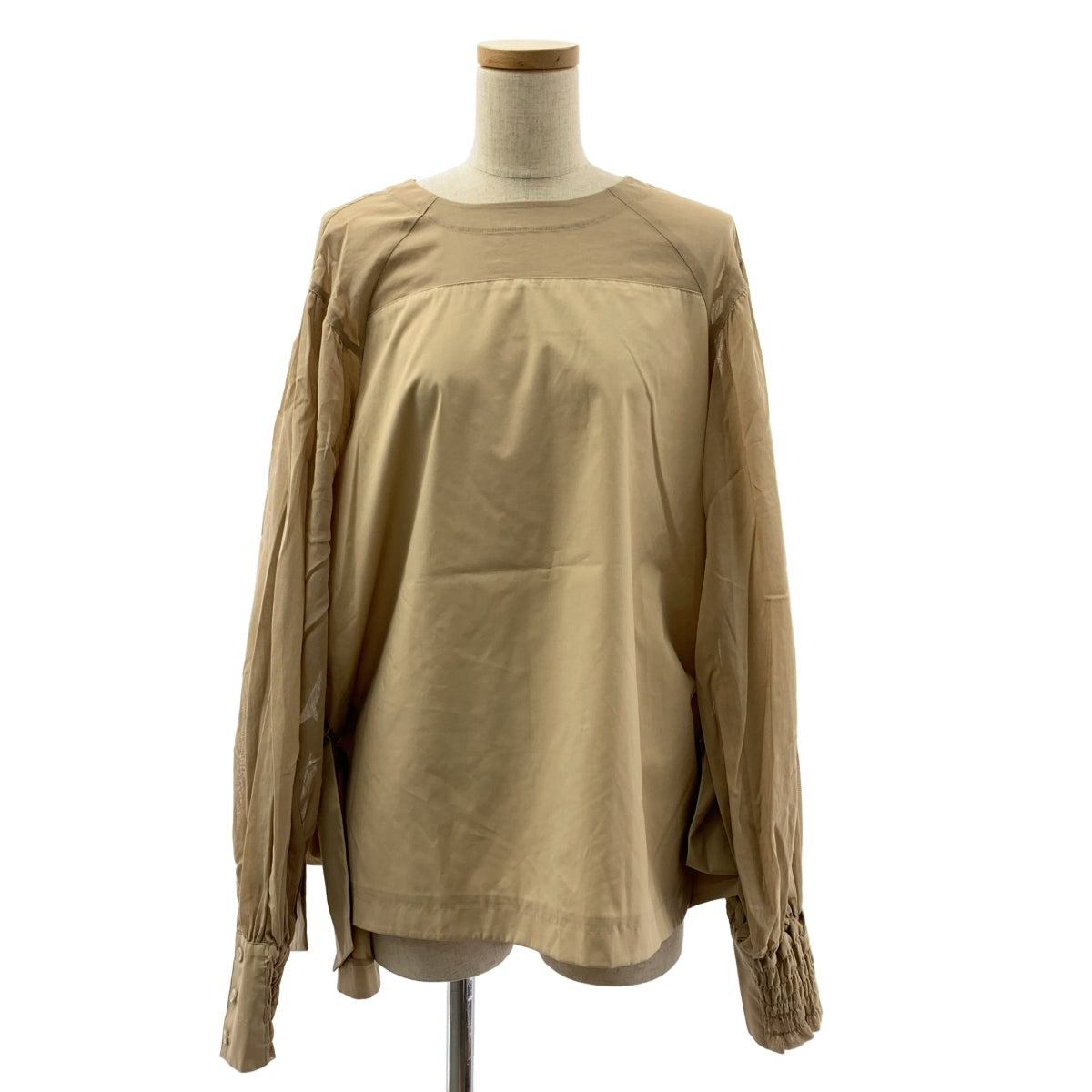 St. Cecilia | 透視褶皺寬袖開衩襯衫 | F 碼 | 女款