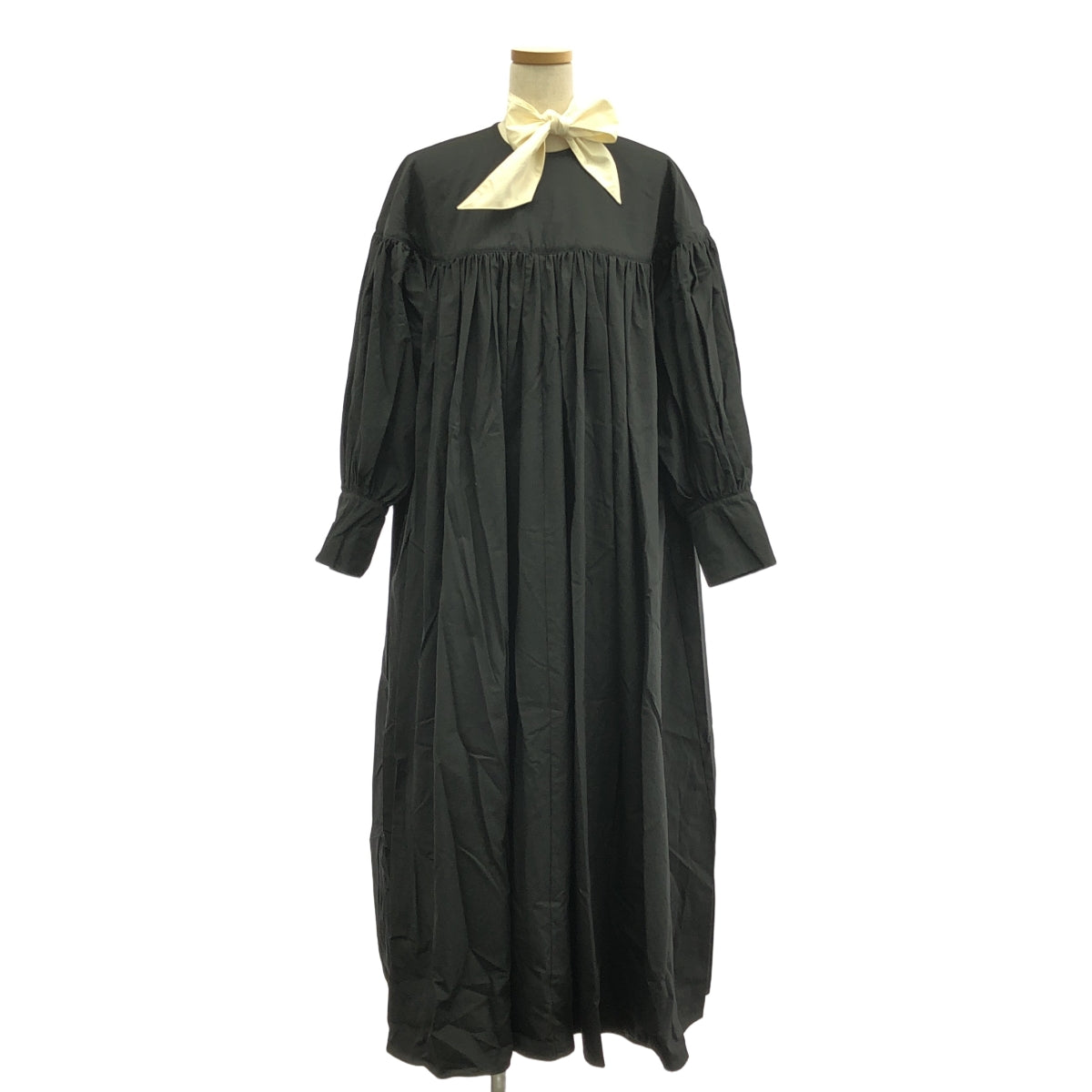 MORSE | 棉質緞帶喇叭長裙 | F | 黑色 | 女款