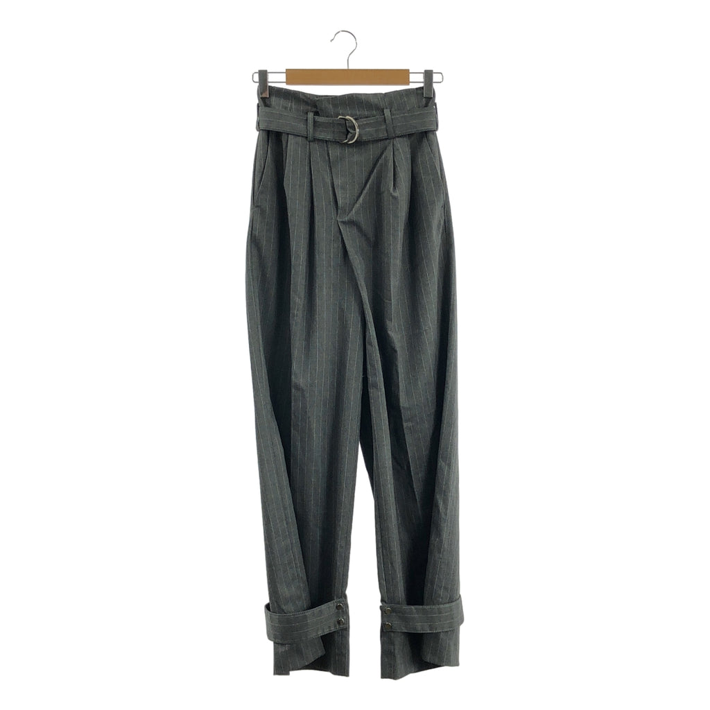 【美品】  Maison Special / メゾンスペシャル | ×ZARA ザラ / ストライプ ベルテッドパンツ | S/M | グレー | レディース