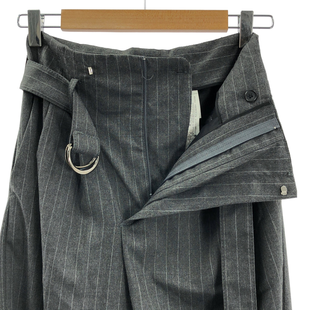 【美品】  Maison Special / メゾンスペシャル | ×ZARA ザラ / ストライプ ベルテッドパンツ | S/M | グレー | レディース
