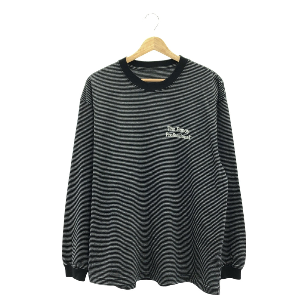 The Ennoy Professional / ザエンノイプロフェッショナル | ロゴ 刺しゅう ボーダー Tシャツ | M | ブラック | メンズ
