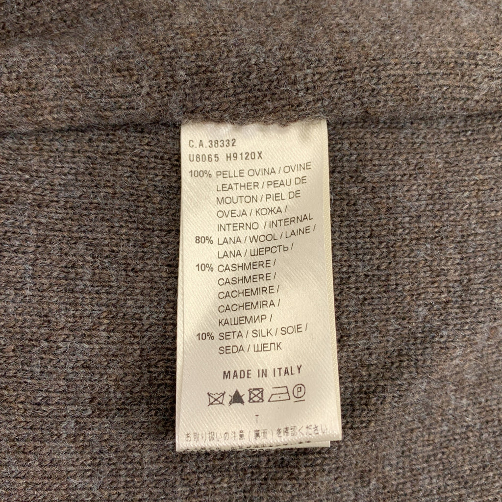 AGNONA / アニオナ | レザー マグネットボタン ロングコート | ネイビー/ブラウン | レディース