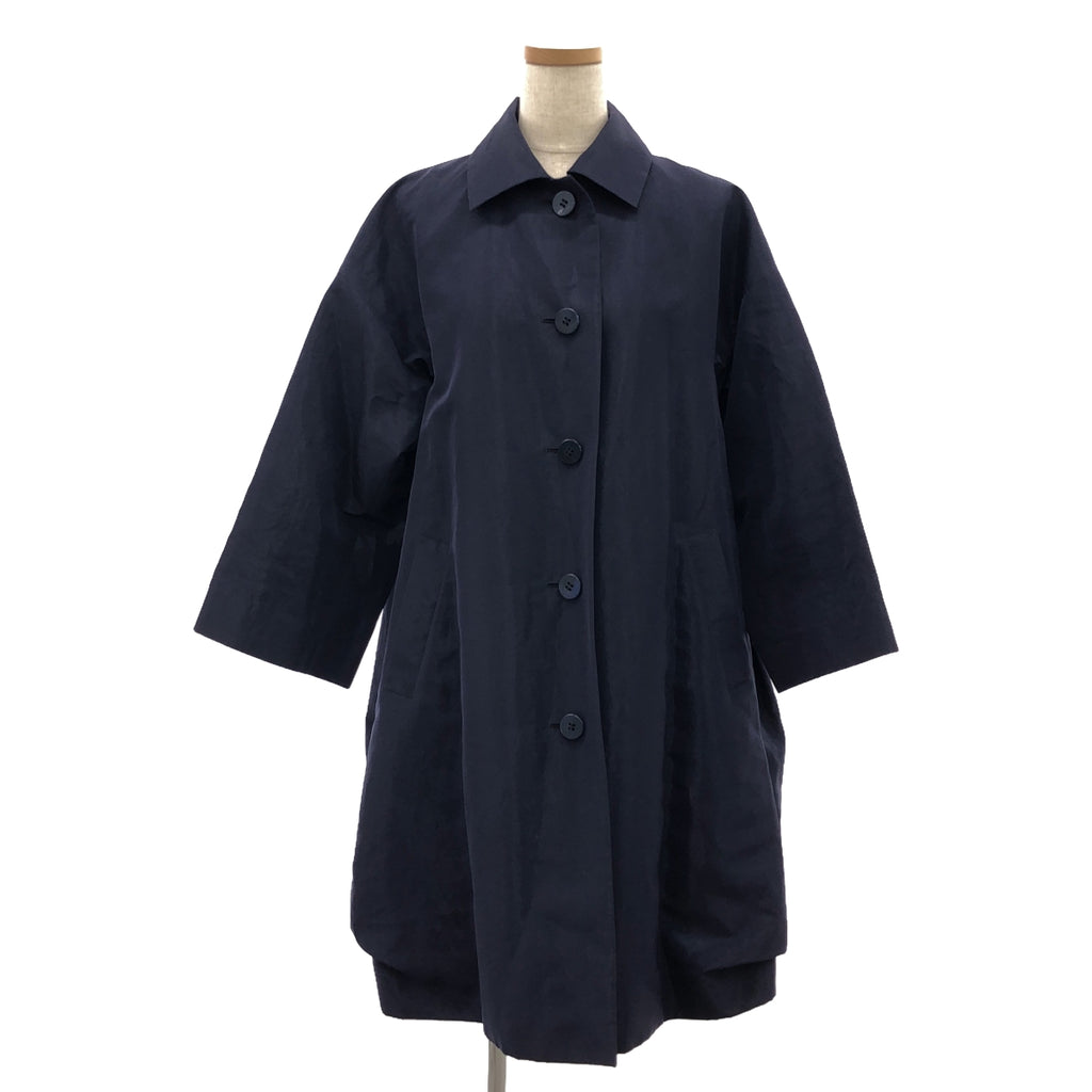 【美品】  ISSEY MIYAKE / イッセイミヤケ | ステンカラー オーバー コート / メッシュ総裏地 | 2 | ネイビー | レディース