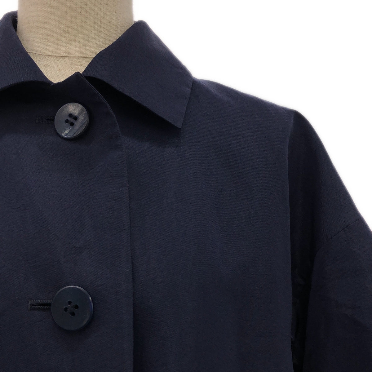 【美品】  ISSEY MIYAKE / イッセイミヤケ | ステンカラー オーバー コート / メッシュ総裏地 | 2 | ネイビー | レディース