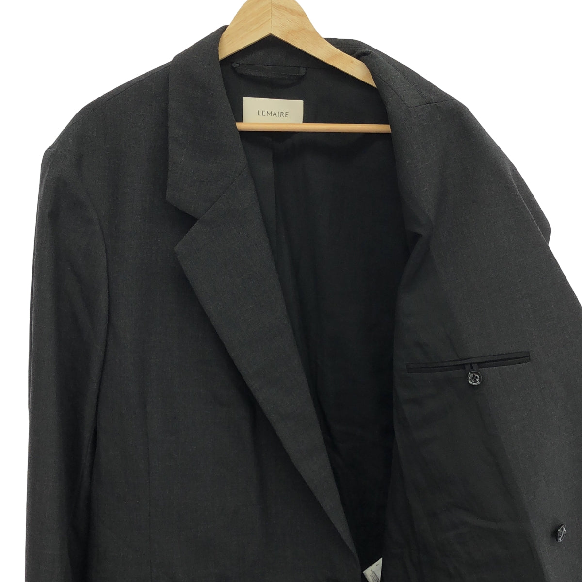 【미품】 LEMAIRE / 르메르 | MAXI DOUBLE BREASTED JACKET 울 더블 재킷 | 44 | 차콜 그레이 | 남성
