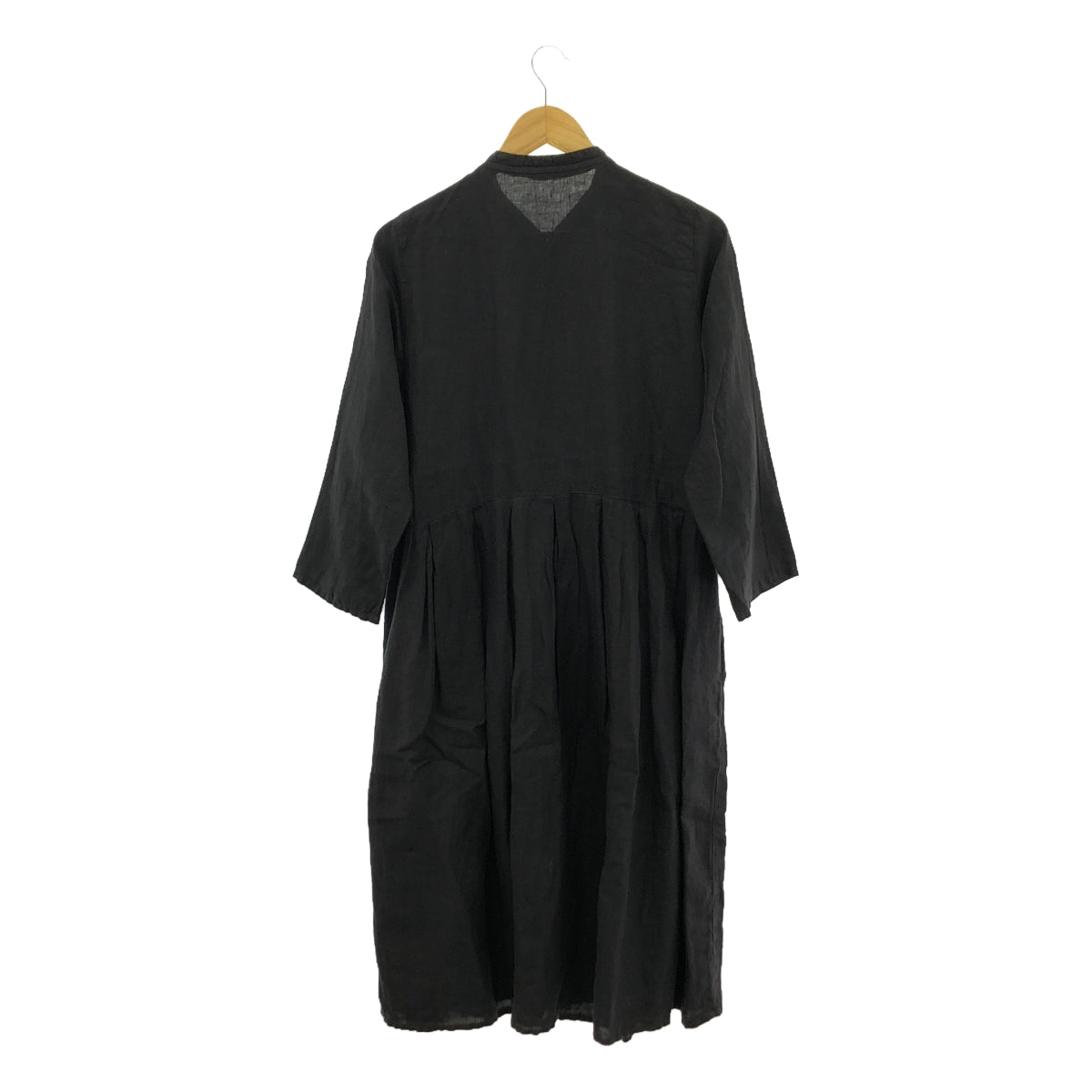 nest robe / nest robe | Linen tuck gathered shirt dress | F | Black | Women's