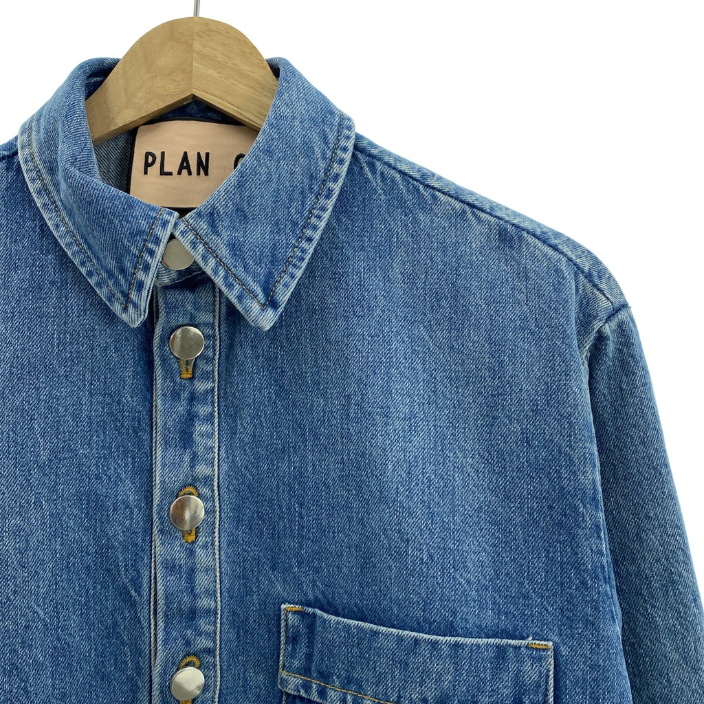 【美品】  Plan C / プランシー | 2024SS | スプリットヘム メタルボタン オーバーサイズ プルオーバー デニムシャツ | 34 | インディゴ | レディース