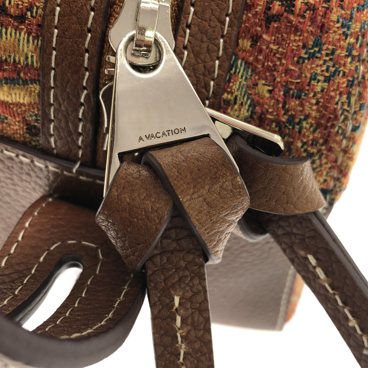 【美品】  A VACATION / アヴァケーション | TRAPEZE / 総柄 レザー 切替 ボストン型 ハンドバッグ | マルチカラー | レディース
