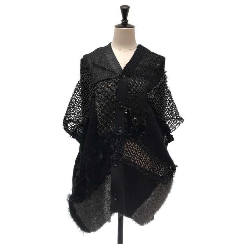 JUNYA WATANABE / 渡邊淳彌 | 2025春夏 | 異材質拼接針織無袖開襟衫 | M | 女款