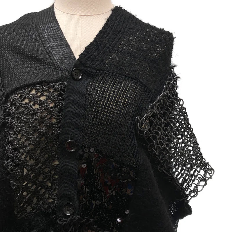 JUNYA WATANABE / 渡邊淳彌 | 2025春夏 | 異材質拼接針織無袖開襟衫 | M | 女款