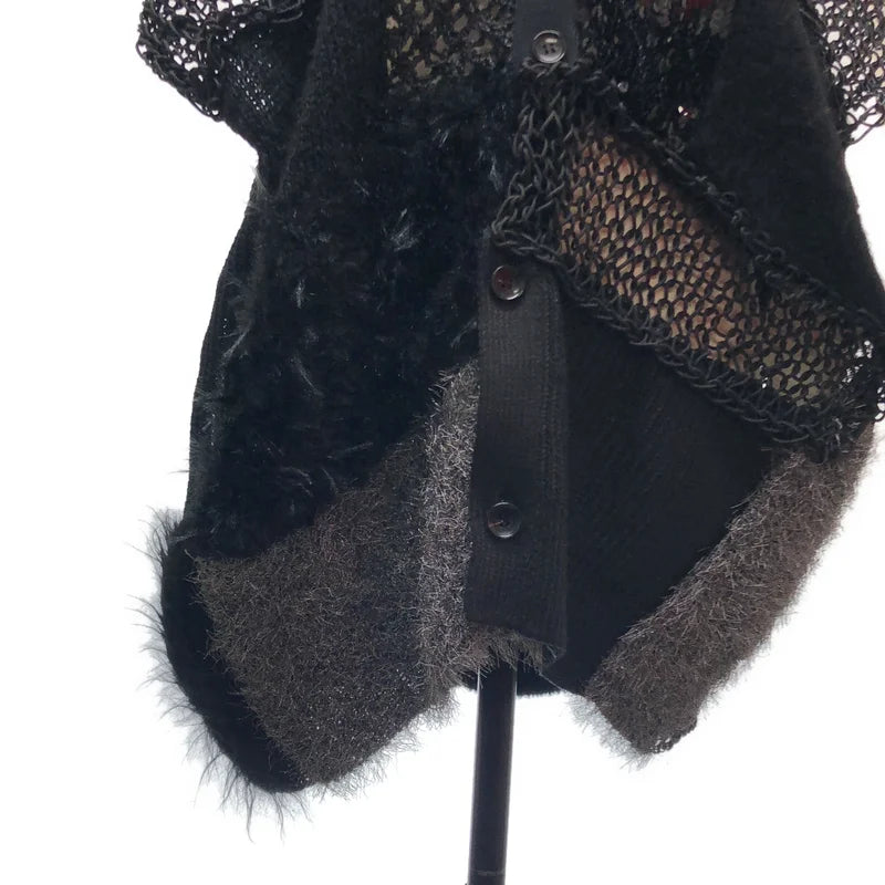 JUNYA WATANABE / 渡邊淳彌 | 2025春夏 | 異材質拼接針織無袖開襟衫 | M | 女款