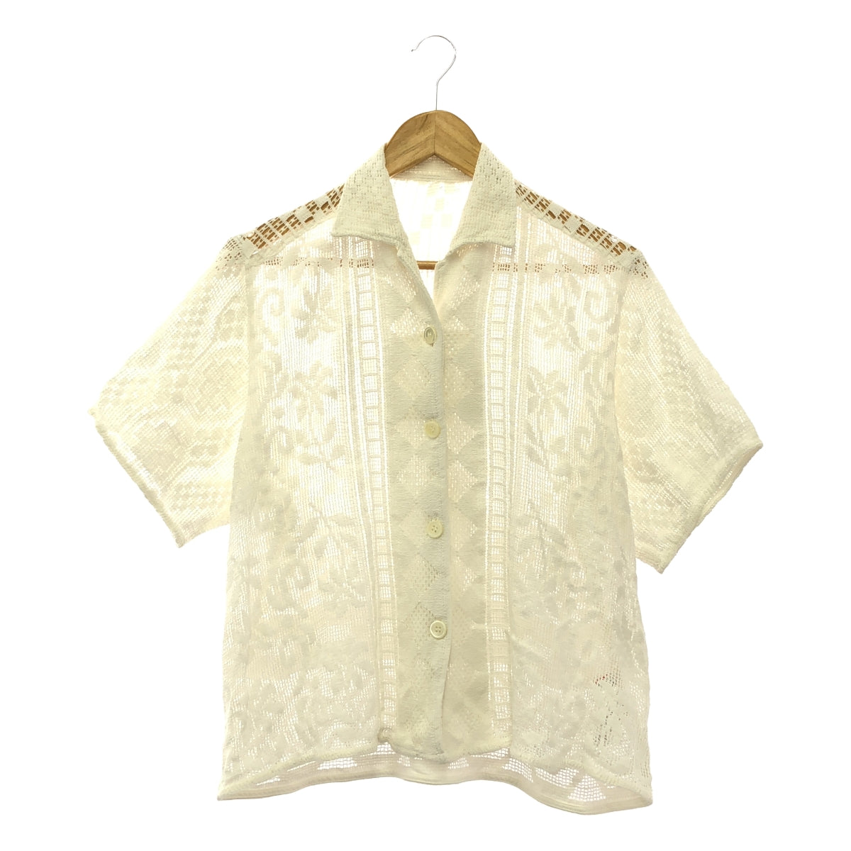 Spick and Span | 2023SS | Jacquard Lace Half Sleeve Shirt | F | White | Women's