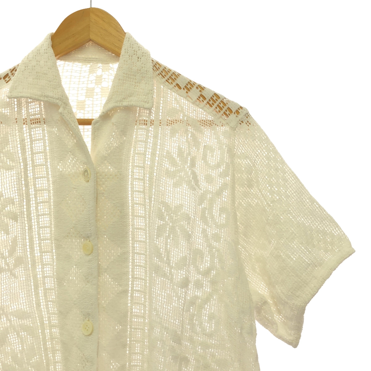 Spick and Span | 2023SS | Jacquard Lace Half Sleeve Shirt | F | White | Women's