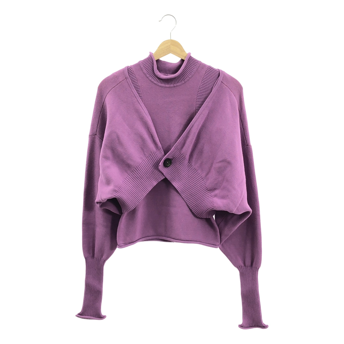 LE CIEL BLEU / ルシェルブルー | Cropped Cardigan & Knit Top / セットアップ クロップド ニットカーディガン ノースリーブ ニット トップス | 36 | パープル | レディース