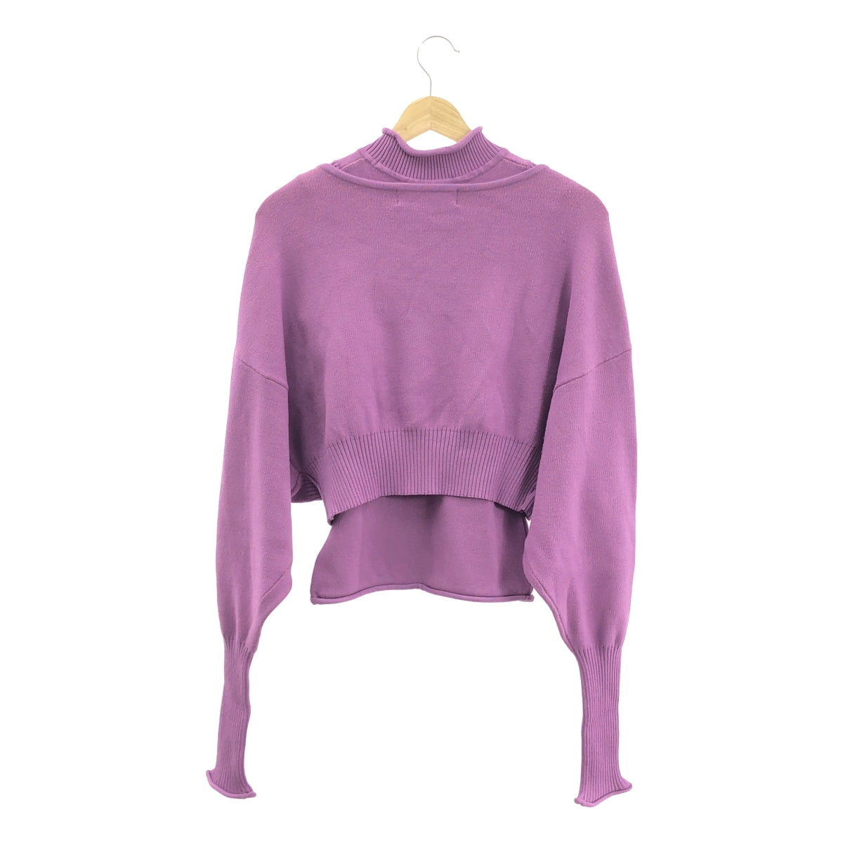 LE CIEL BLEU / ルシェルブルー | Cropped Cardigan & Knit Top / セットアップ クロップド ニットカーディガン ノースリーブ ニット トップス | 36 | パープル | レディース