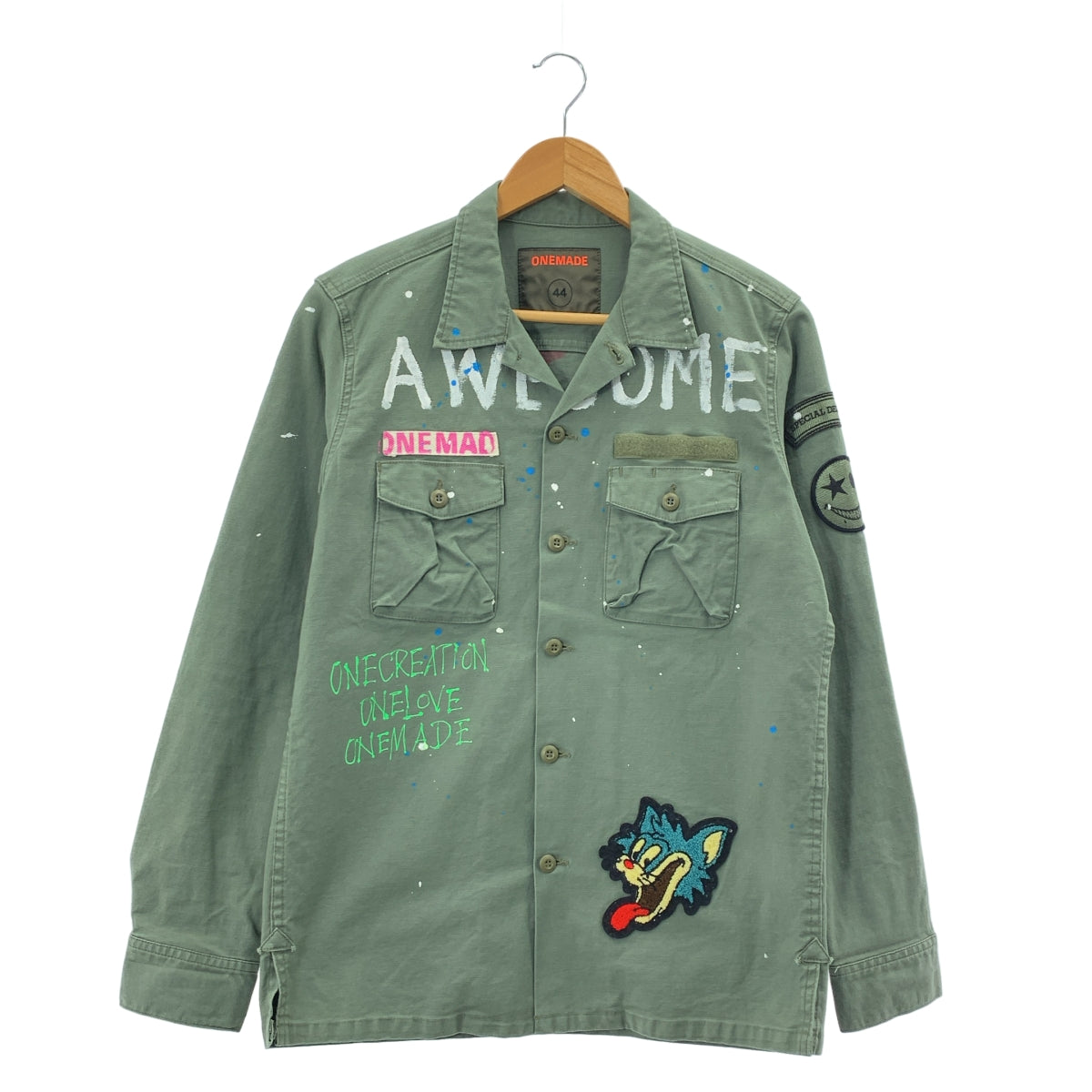 ONE MADE / ワンメイド | ワッペン ペイント ミリタリーシャツ | 44 | メンズ