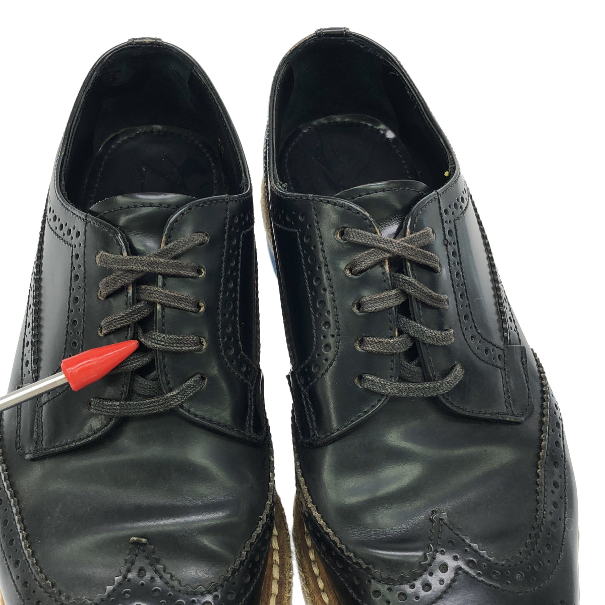 PRADA / 프라다 | 윙 칩 드레스 신발 | 38 | 블랙/블루/베이지 | 여성