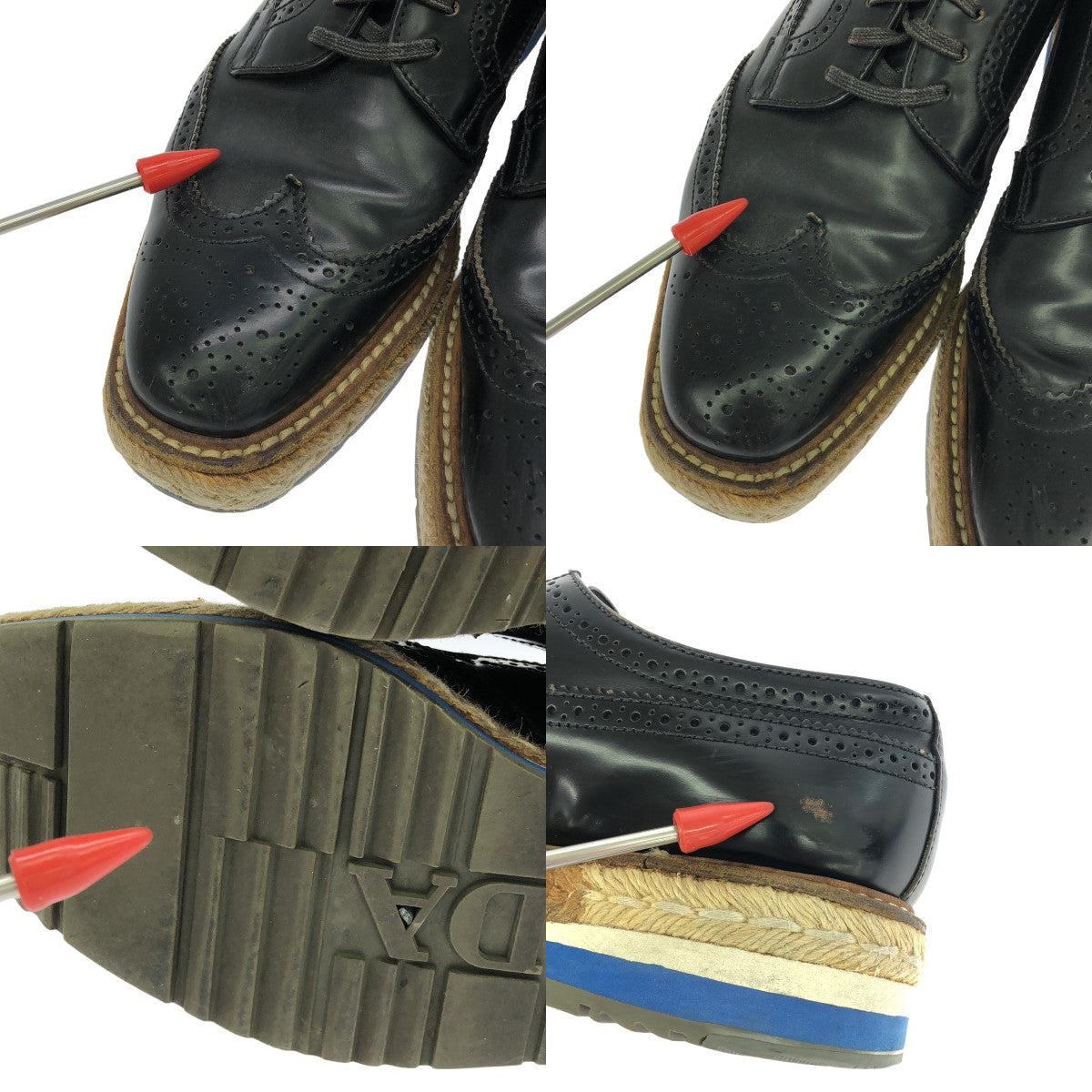 PRADA / 프라다 | 윙 칩 드레스 신발 | 38 | 블랙/블루/베이지 | 여성