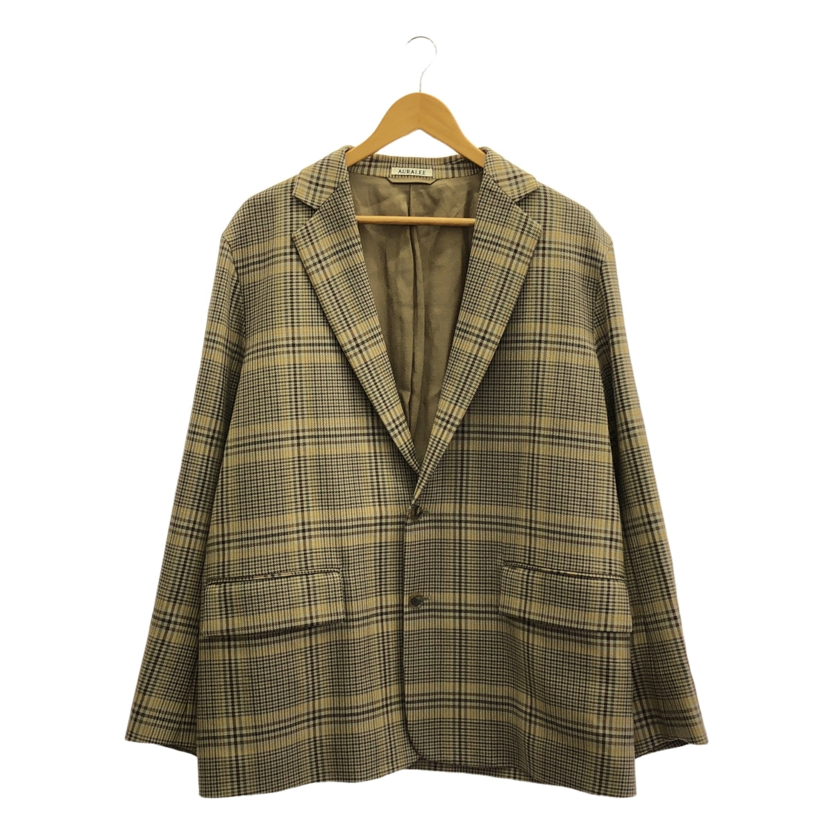 AURALEE / オーラリー | WOOL SERGE CHECK JACKET チェック テーラードジャケット | 4 | ベージュ | メンズ