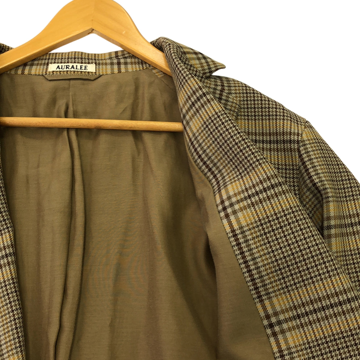 AURALEE / オーラリー | WOOL SERGE CHECK JACKET チェック テーラードジャケット | 4 | ベージュ | メンズ