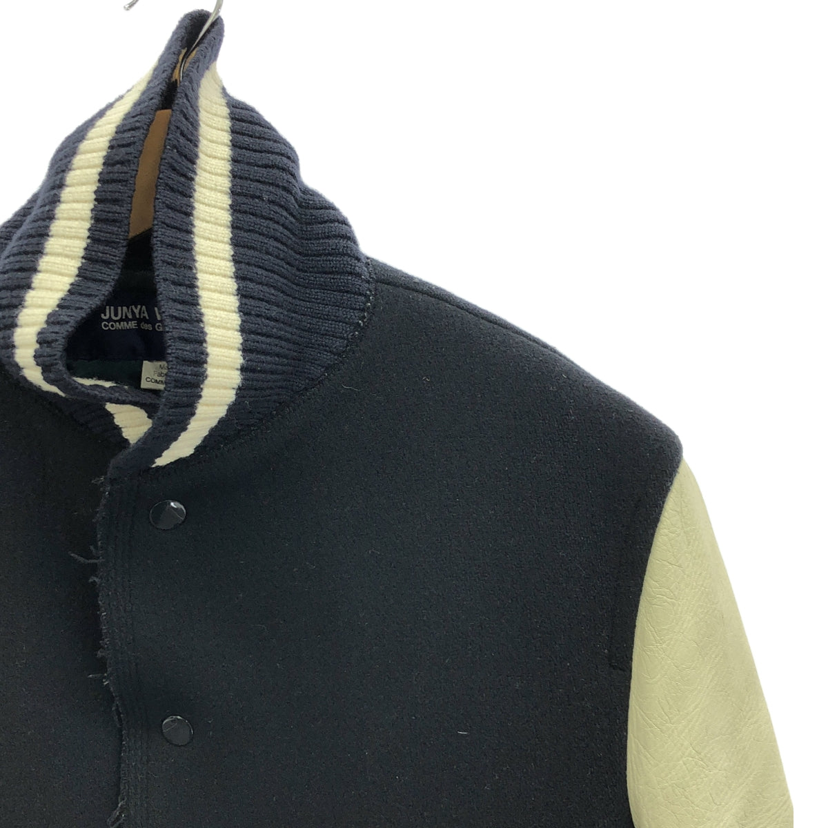 JUNYAWATANABE COMMEdesGARCONS MAN / ジュンヤワタナベマン | 2008AW | 牛革 カウレザー ウール スタジャン ブルゾン / キルティング総裏地 | S | ダークネイビー | メンズ