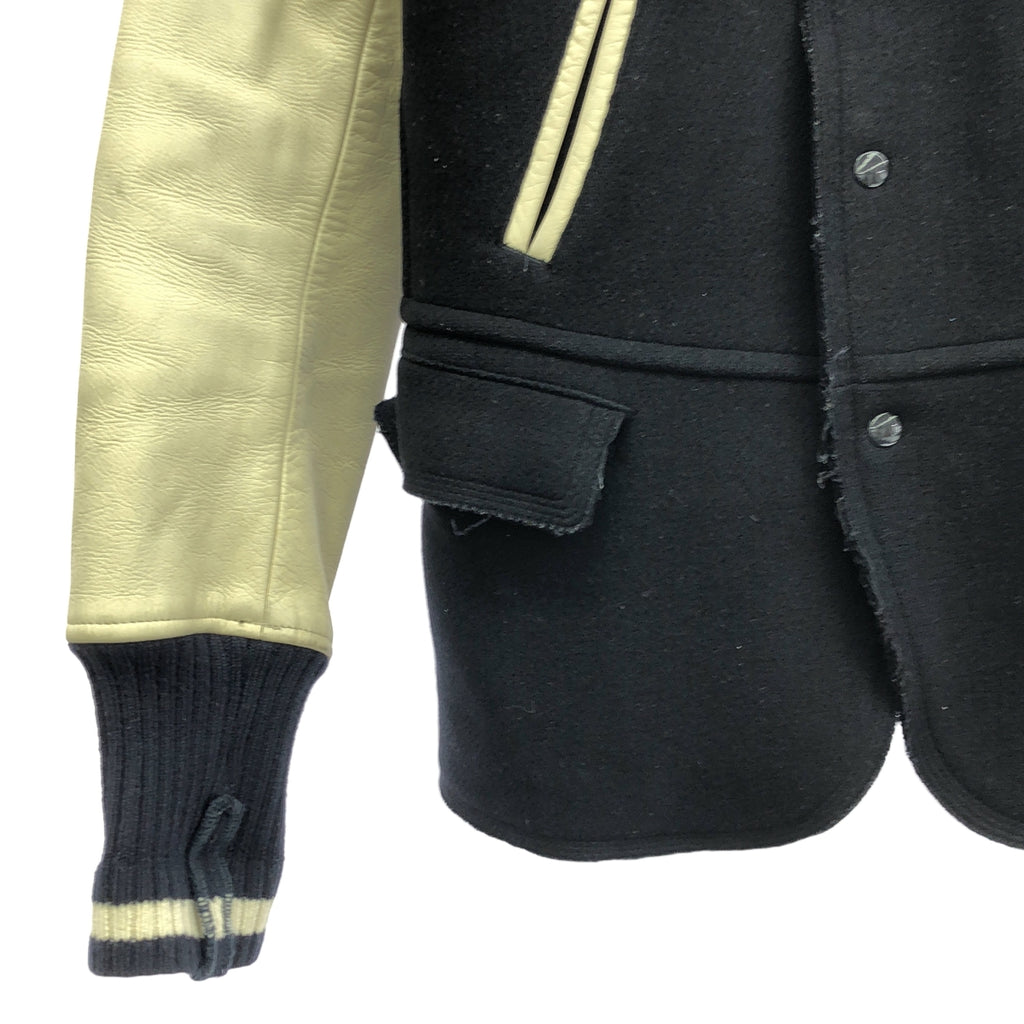 JUNYAWATANABE COMMEdesGARCONS MAN / ジュンヤワタナベマン | 2008AW | 牛革 カウレザー ウール スタジャン ブルゾン / キルティング総裏地 | S | ダークネイビー | メンズ